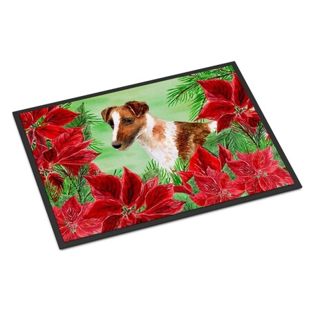 Carolines Treasures Smooth Fox Terrier Poinsettas Indoor or Outdoor Mat, 18 x 27 in. CK1296MAT